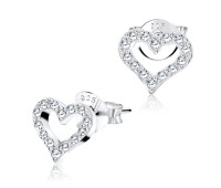 Gorgeous CZ Heart Shaped Silver Ear Stud STS-3562